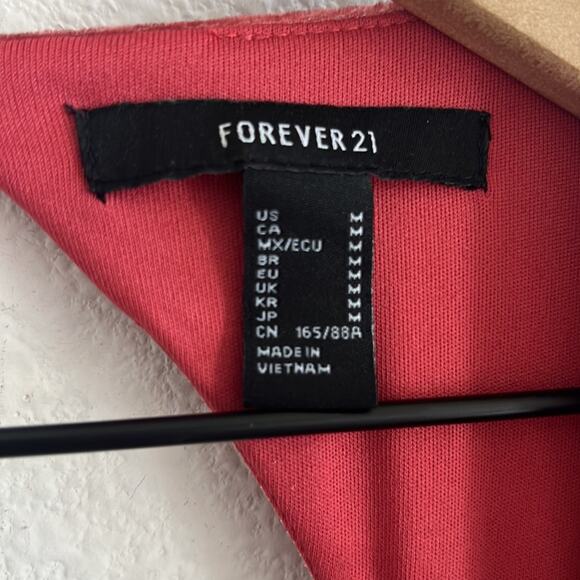 Forever 21 Long Sleeve Babydoll Pink Velour Mini Dress Squared Neckline M - Picture 3 of 6